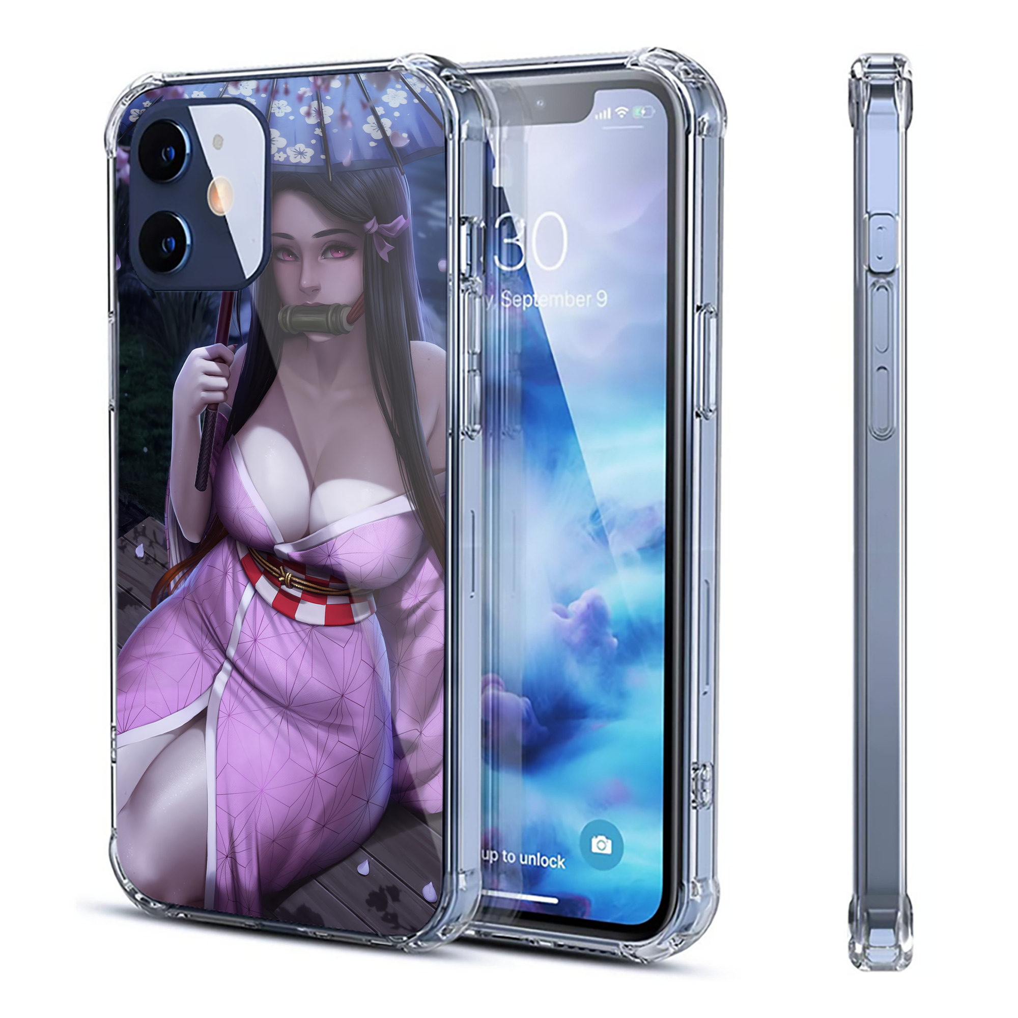 （画像用） 鬼滅の刃（きめつのやいば）竈門 禰󠄀豆子／かまど ねずこ Kamado Nezuko 【iPhone 12シリーズ対応】透明スマホケース（クリアソフトケース）